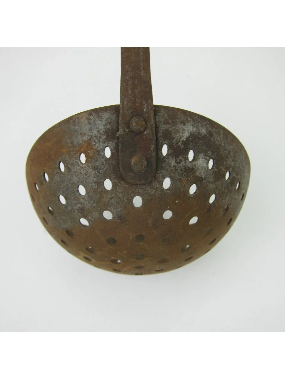 Antique Primitive Metal Sieve Ladle Long Handled Strainer Farmhouse Kitchen